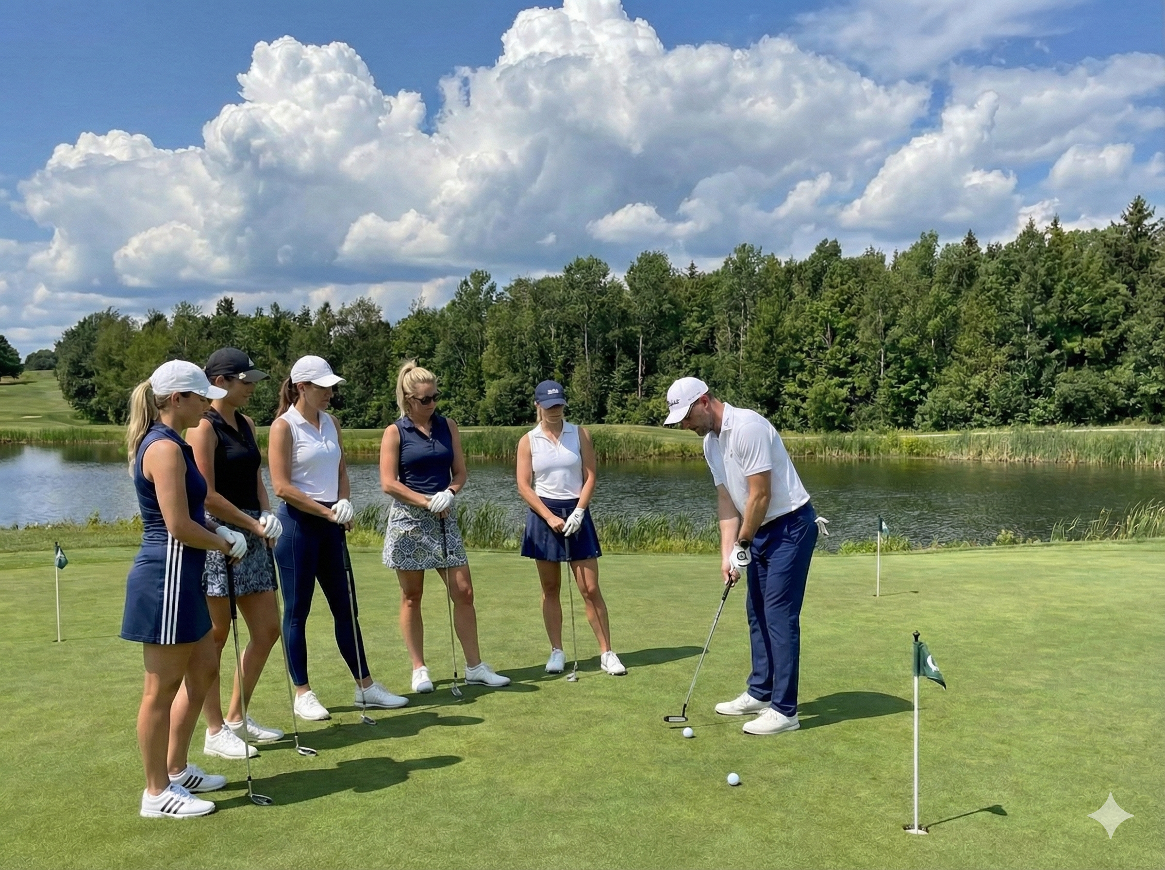 Ryan Rinneard coaching on the green at Mad River Golf Club